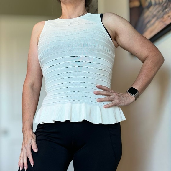 Aqua Sweaters - Aqua White Textured Tank Top